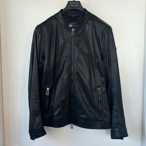 Belstaff Gransden Lambskin Black Leather Biker Jacket (40)